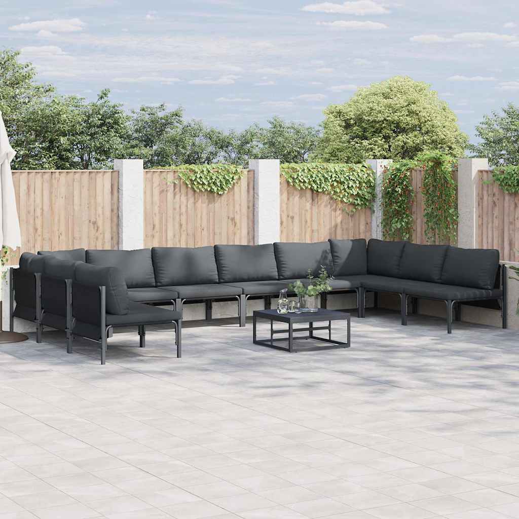 JUNG Vida Gartensofa-set mit Kissen 10 pcs Schwarz Stahl