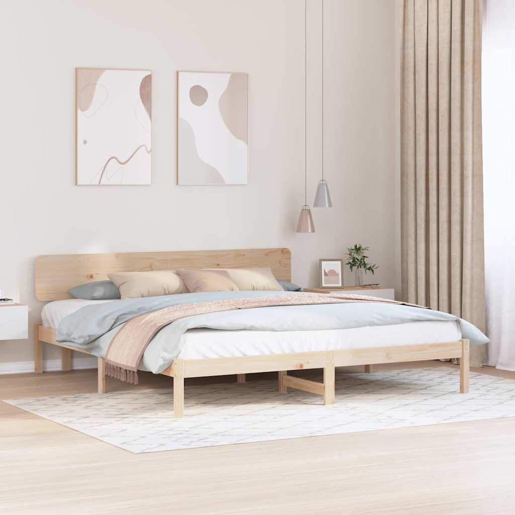 JUNG Vida Bettrahmen mit Kopfteil Natur 180 x 200 cm Massives Kiefernholz