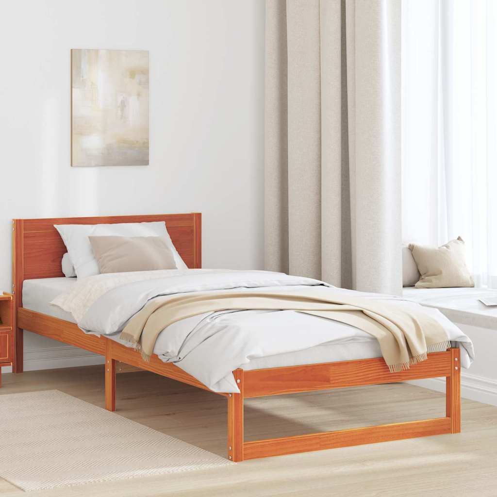 JUNG Vida Bettrahmen Wachsbraun 90 x 190 cm Massives Kiefernholz