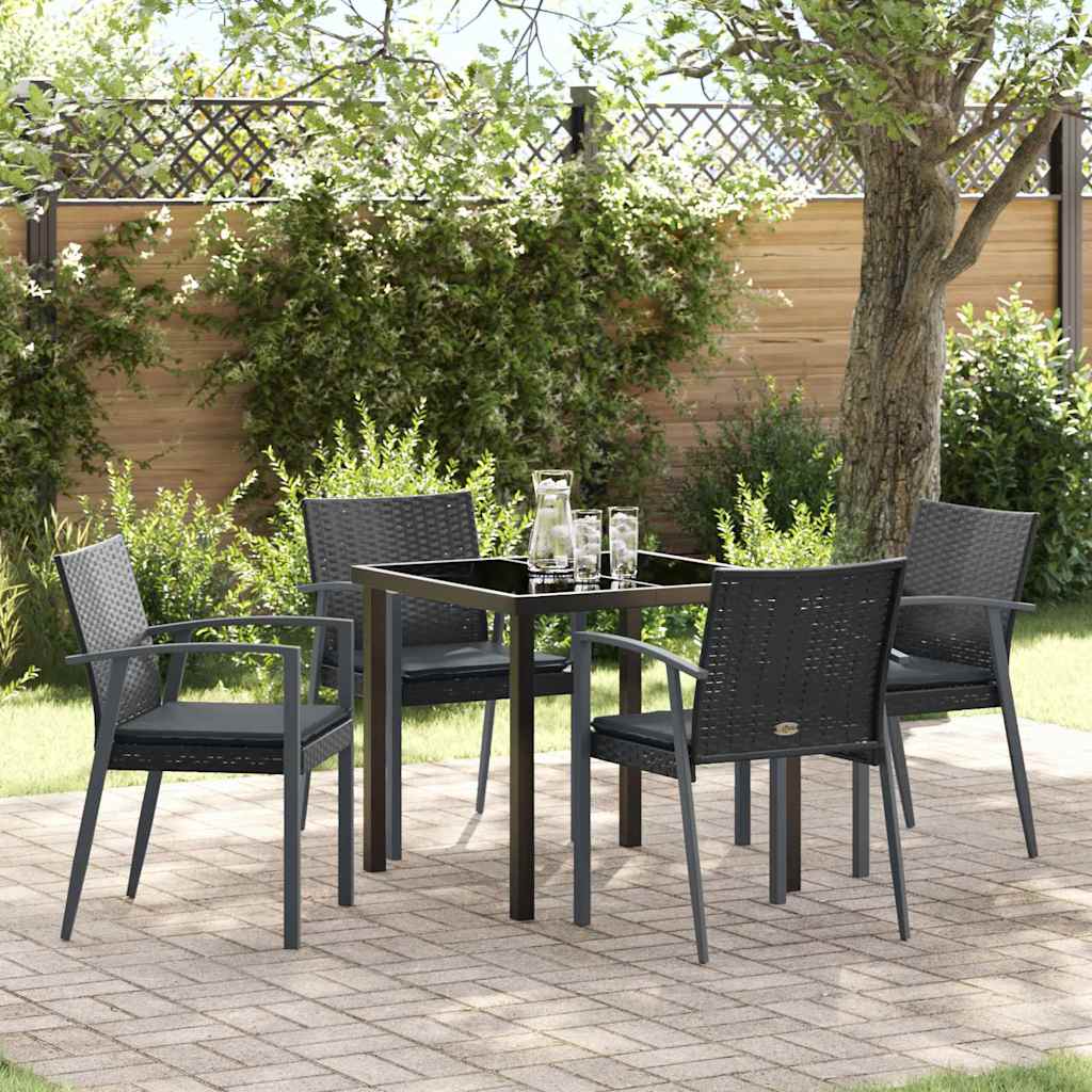 JUNG Vida Garten Essgruppe 5 pcs Schwarz und Grau PE-Rattan