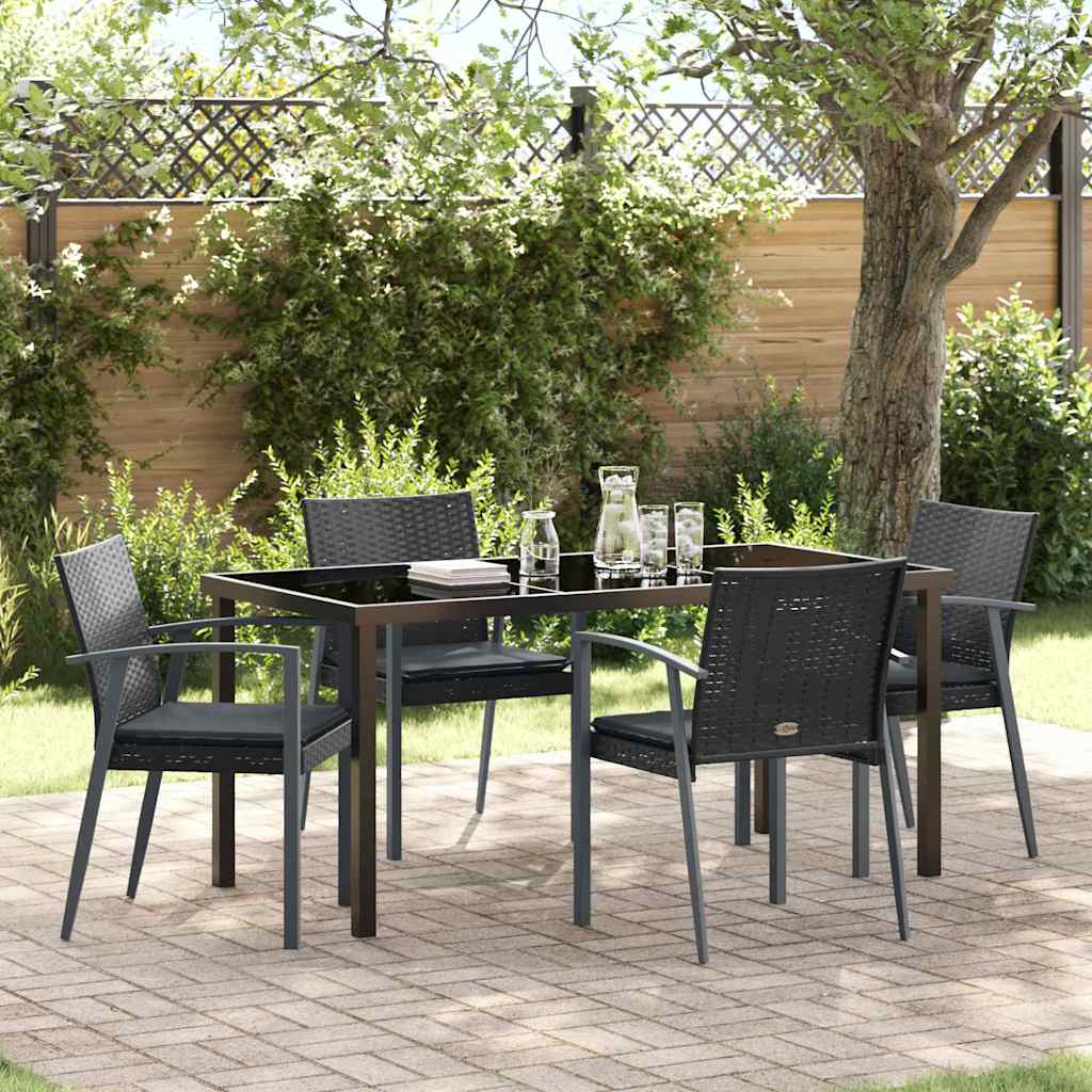 JUNG Vida Garten Essgruppe 5 pcs Schwarz und Grau PE-Rattan
