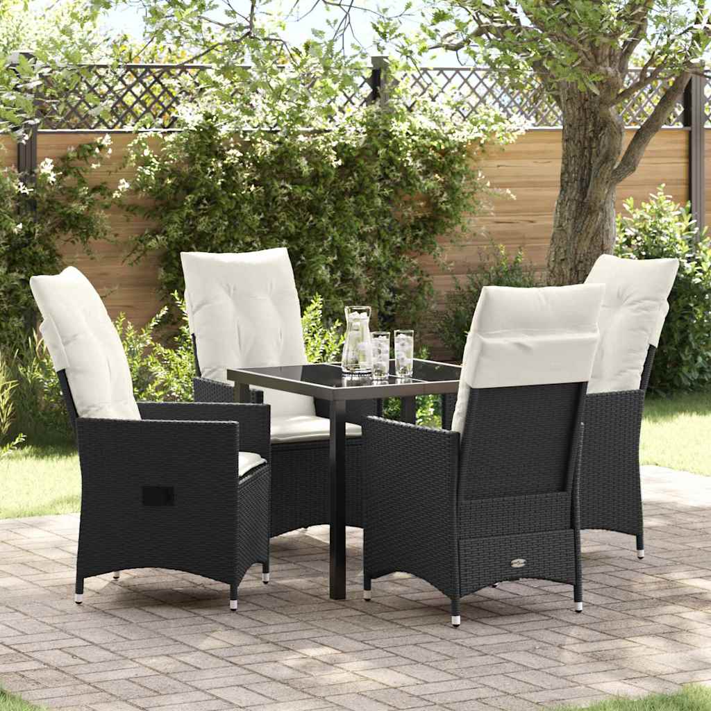 JUNG Vida Garten Essgruppe mit Kissen 5 pcs Schwarz Poly-Rattan