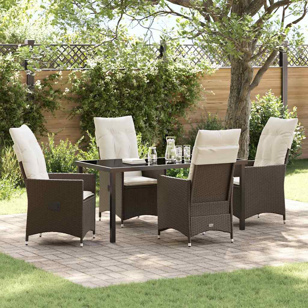 JUNG Vida Garten Essgruppe mit Kissen 5 pcs Braun Poly-Rattan