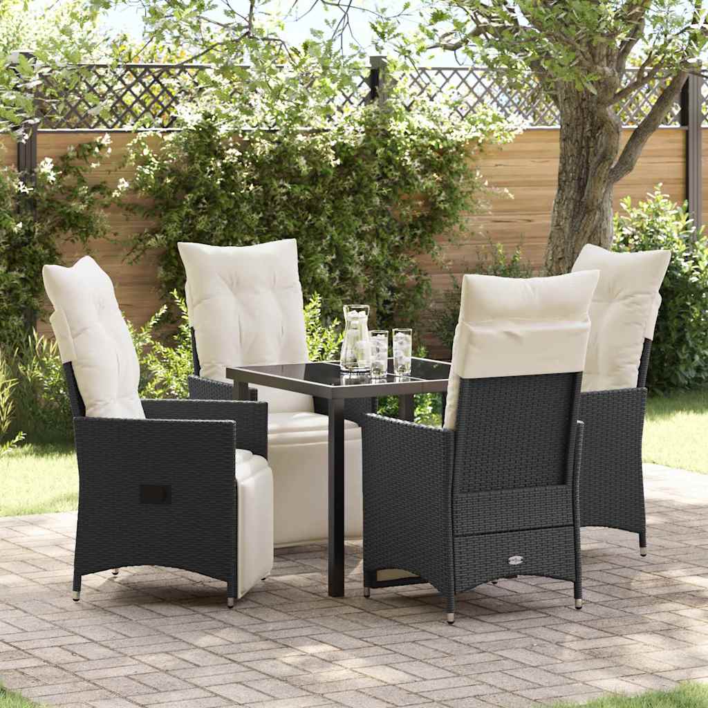 JUNG Vida Garten Essgruppe mit Kissen 5 pcs Schwarz Poly-Rattan