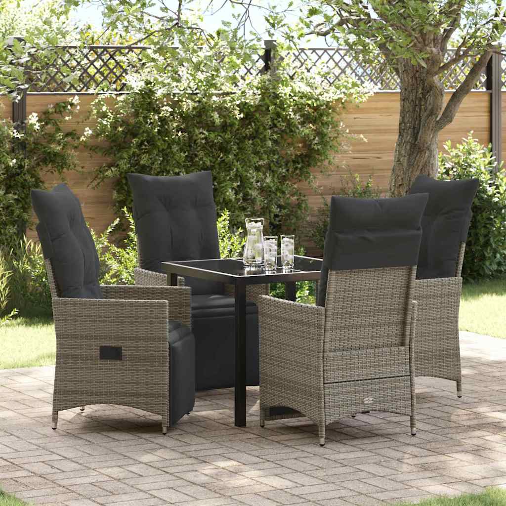 JUNG Vida Garten Essgruppe mit Kissen 5 pcs Grau Poly-Rattan