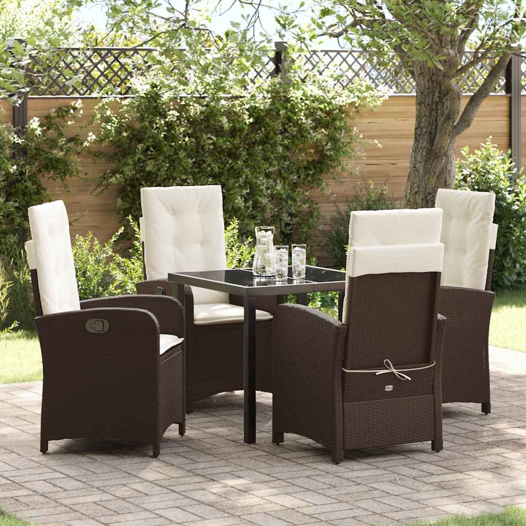 JUNG Vida Garten Essgruppe mit Kissen 5 pcs Braun Poly-Rattan