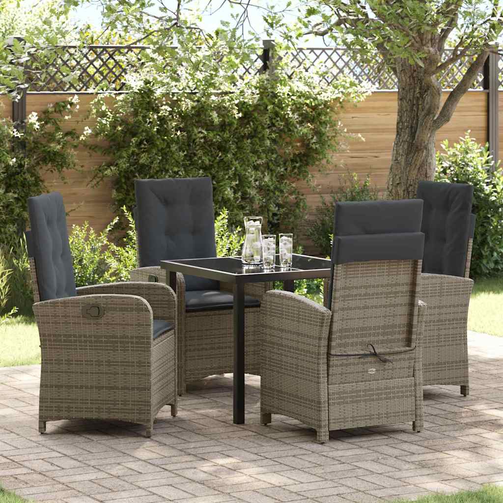 JUNG Vida Garten Essgruppe mit Kissen 5 pcs Grau Poly-Rattan
