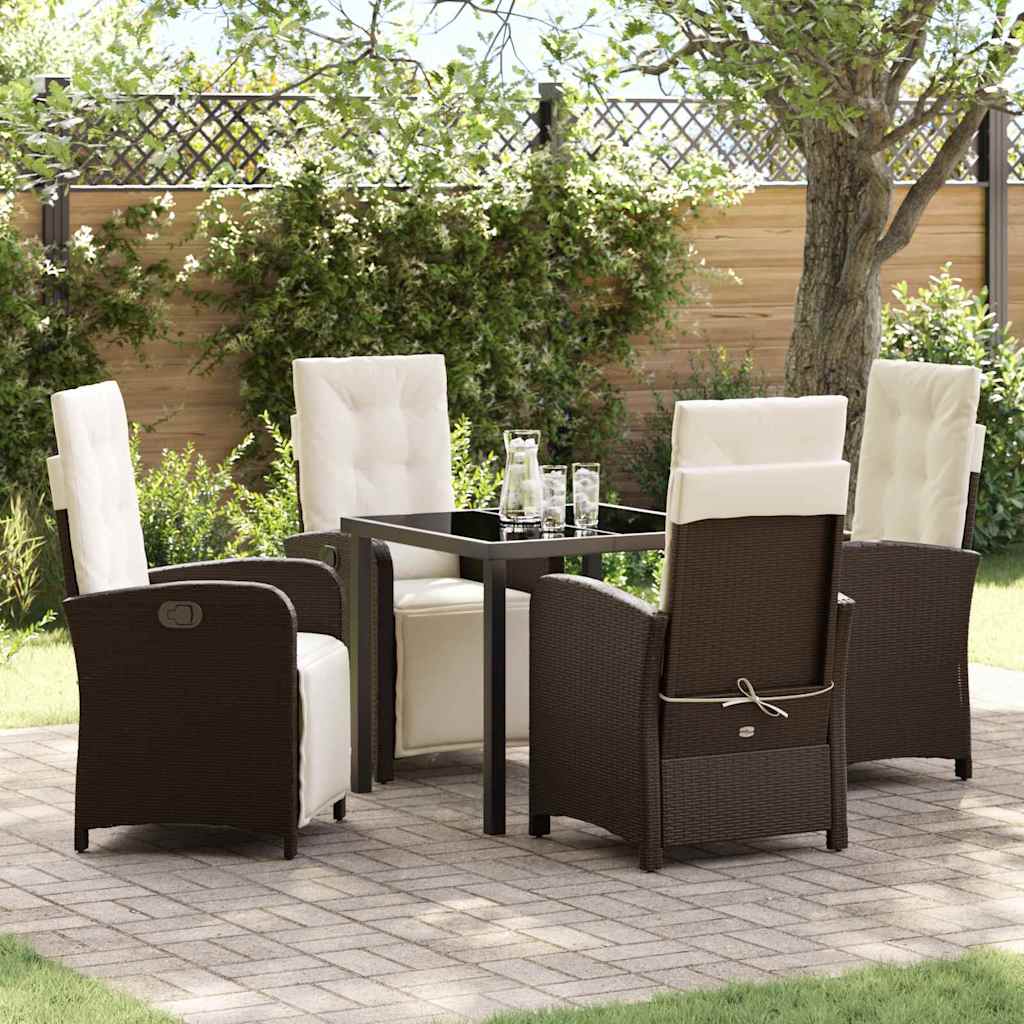JUNG Vida Garten Essgruppe mit Kissen 5 pcs Braun Poly-Rattan