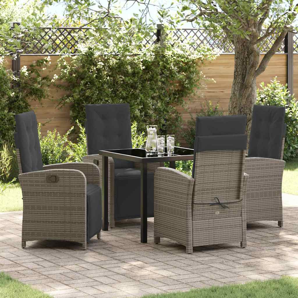 JUNG Vida Garten Essgruppe mit Kissen 5 pcs Grau Poly-Rattan