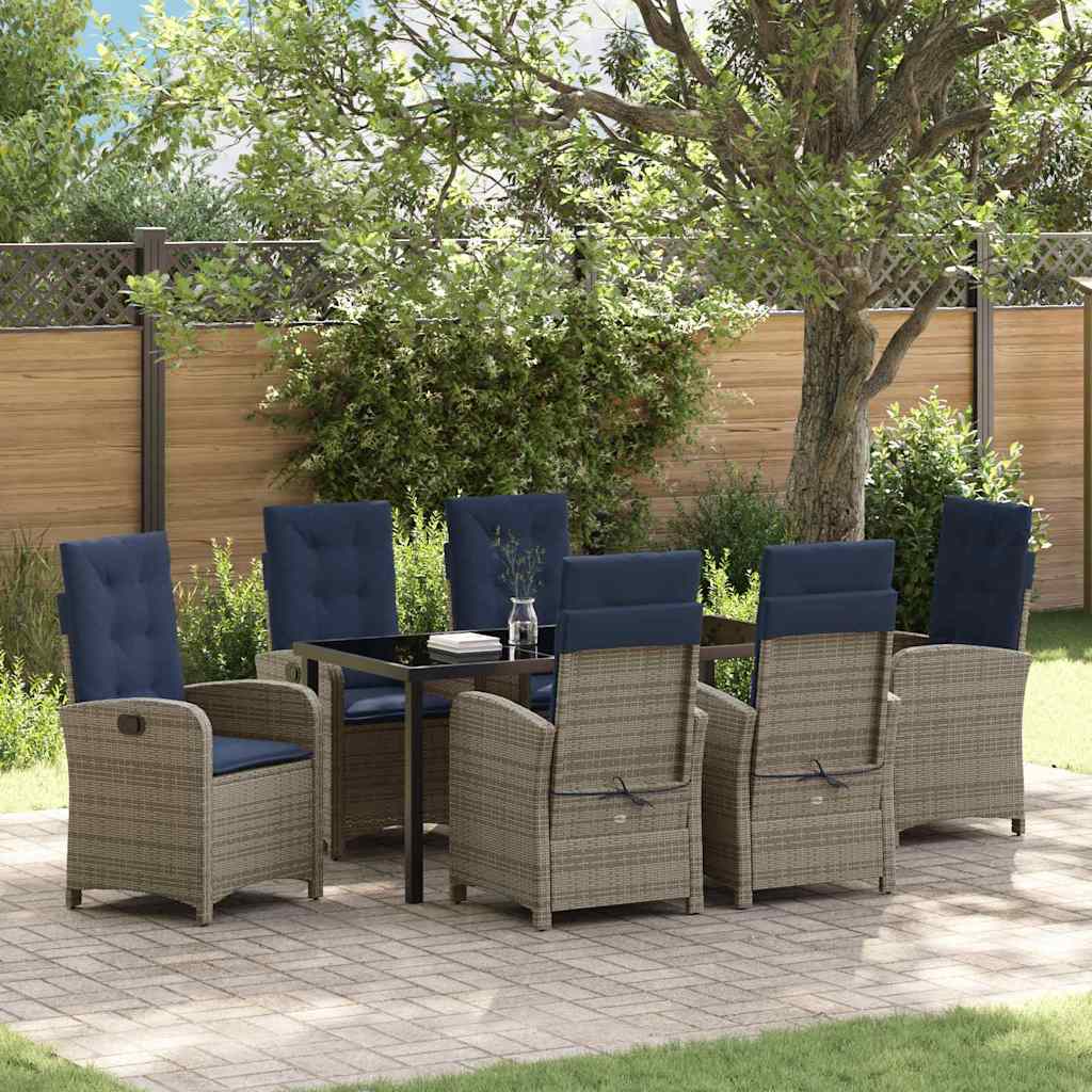 JUNG Vida Garten Essgruppe mit Kissen 7 pcs Grau Poly-Rattan