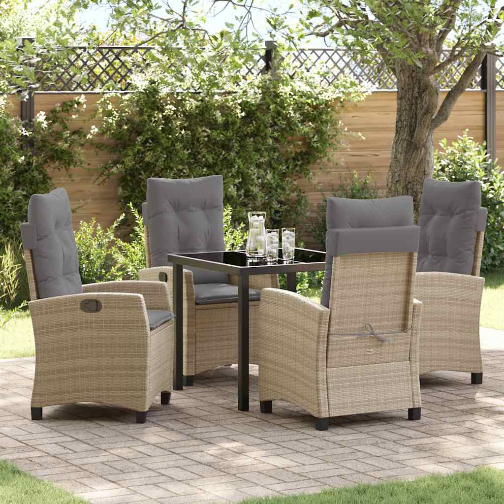JUNG Vida Garten Essgruppe mit Kissen 5 pcs Beige Poly-Rattan