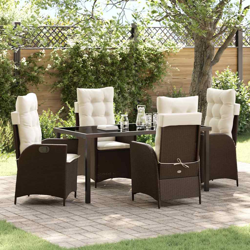 JUNG Vida Garten Essgruppe mit Kissen 5 pcs Braun Poly-Rattan