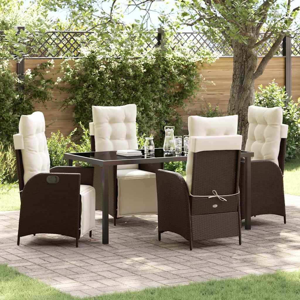 JUNG Vida Garten Essgruppe mit Kissen 5 pcs Braun Poly-Rattan