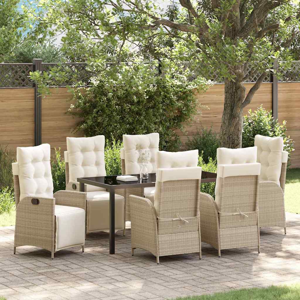 JUNG Vida Garten Essgruppe mit Kissen 7 pcs Beige Poly-Rattan