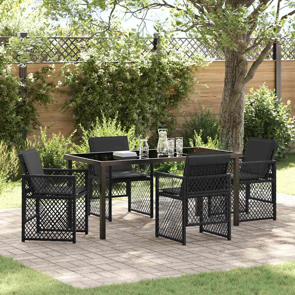 JUNG Vida Garten Essgruppe 5 pcs Schwarz Poly-Rattan