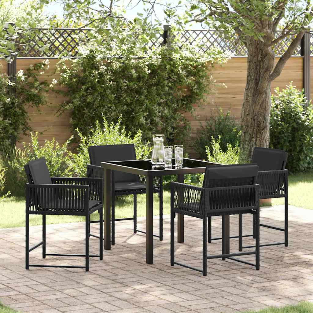 JUNG Vida Garten Essgruppe 5 pcs Schwarz Poly-Rattan