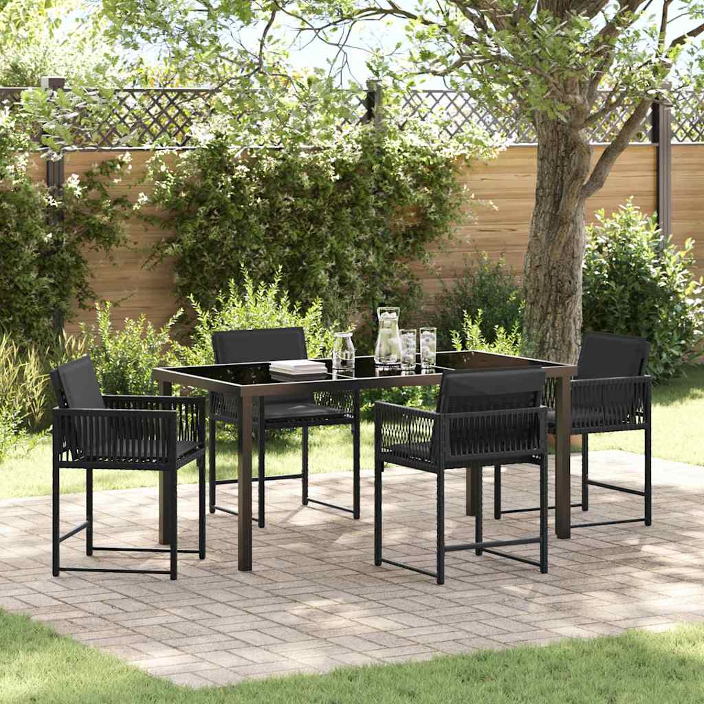 JUNG Vida Garten Essgruppe 5 pcs Schwarz Poly-Rattan