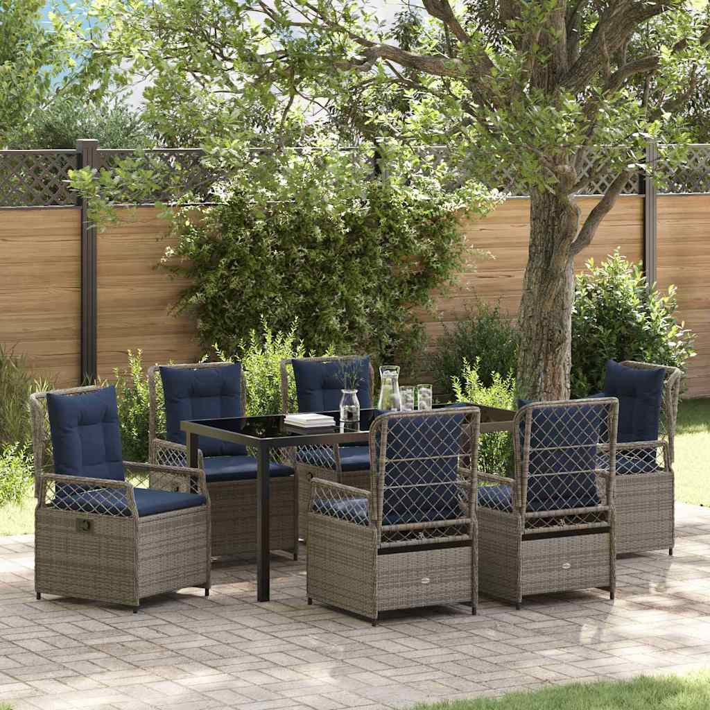 JUNG Vida Garten Essgruppe 7 pcs Grau Poly-Rattan
