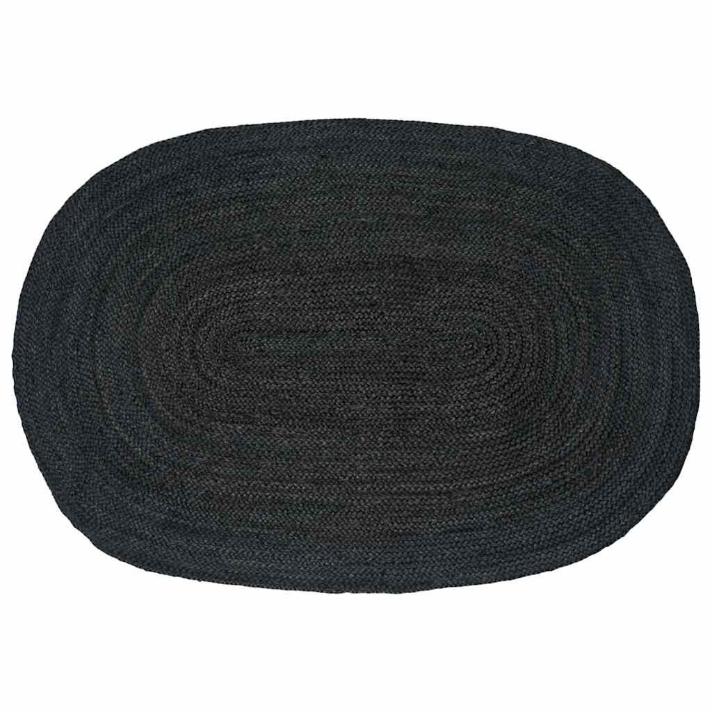 JUNG Vida Bereichsteppiche Oval Schwarz 100 x 152 cm Jute