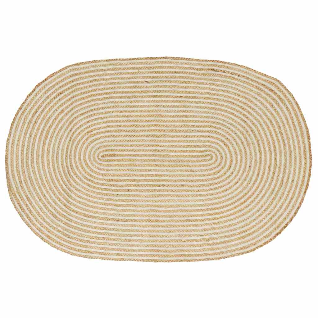 JUNG Vida Teppich Natürlich und Weiß 100 x 152 cm Jute