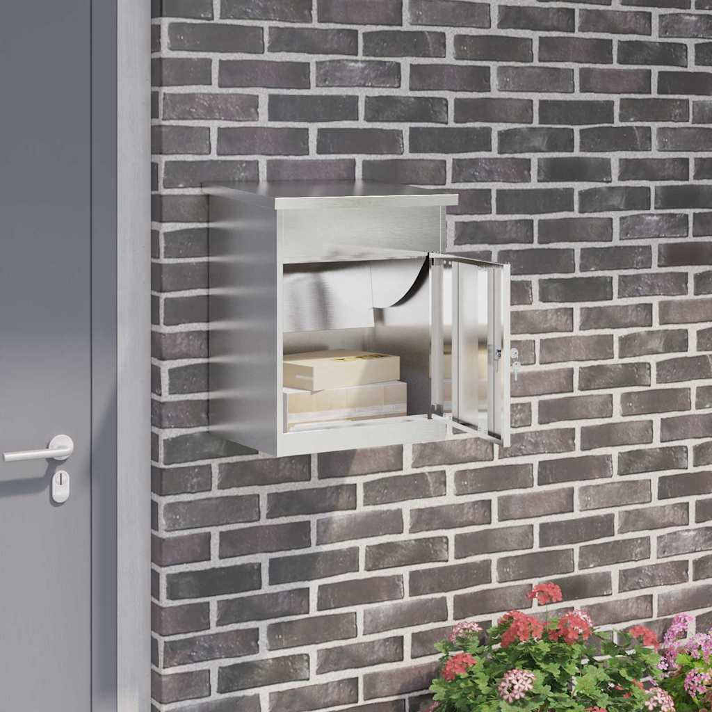 JUNG Vida Paketdrop-Box mit Speicher Silber 47,5 x 38 x 59 cm Edelstahl