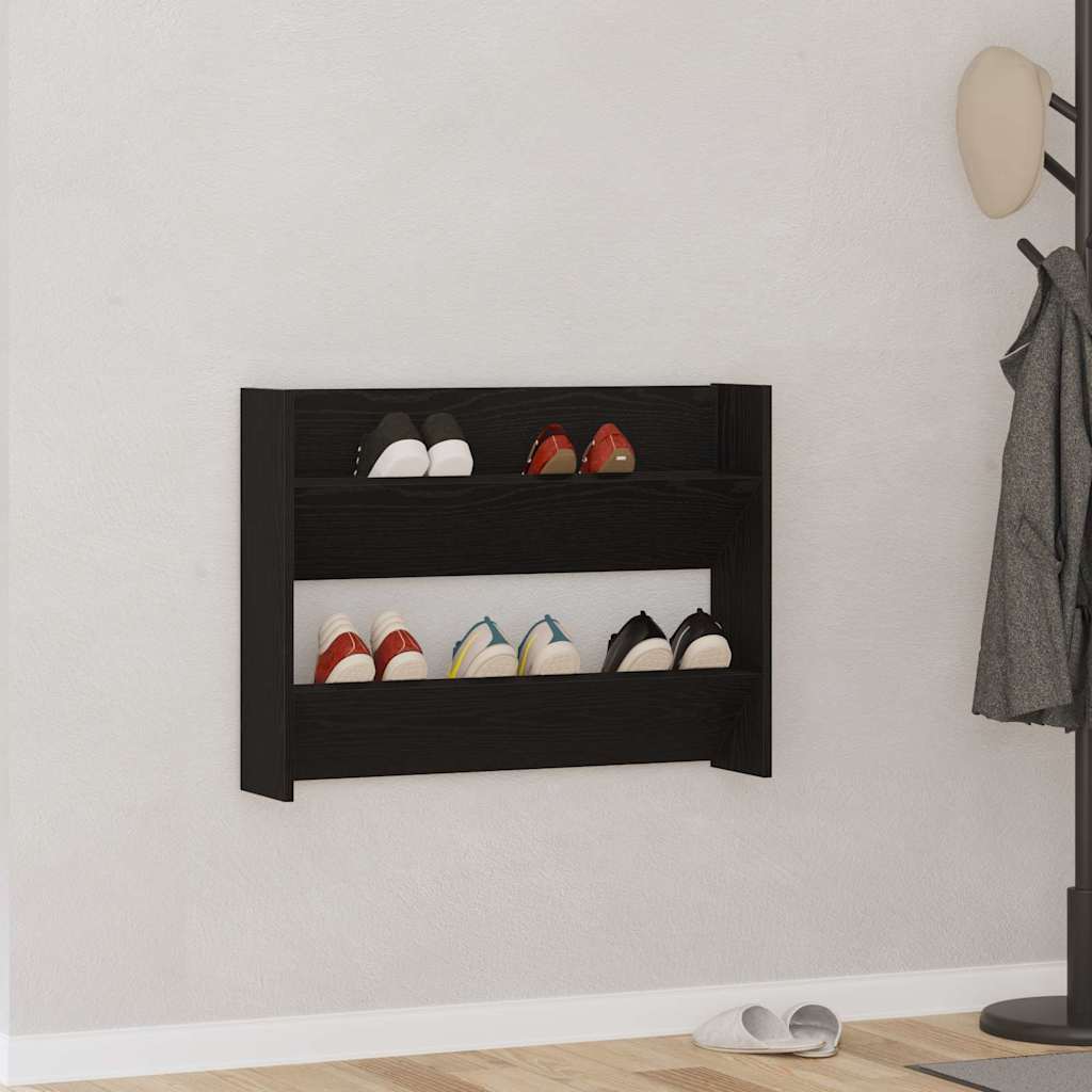 JUNG Vida Schuhschrank Schwarz Eichen-Optik 85 x 18 x 90 cm Holzwerkstoff