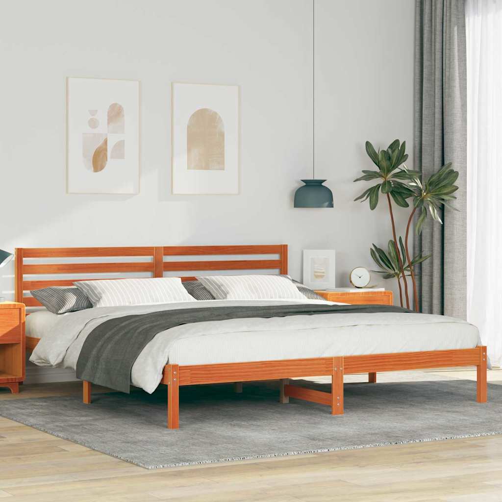 JUNG Vida Bettrahmen Wachsbraun 180 x 200 cm Massives Kiefernholz
