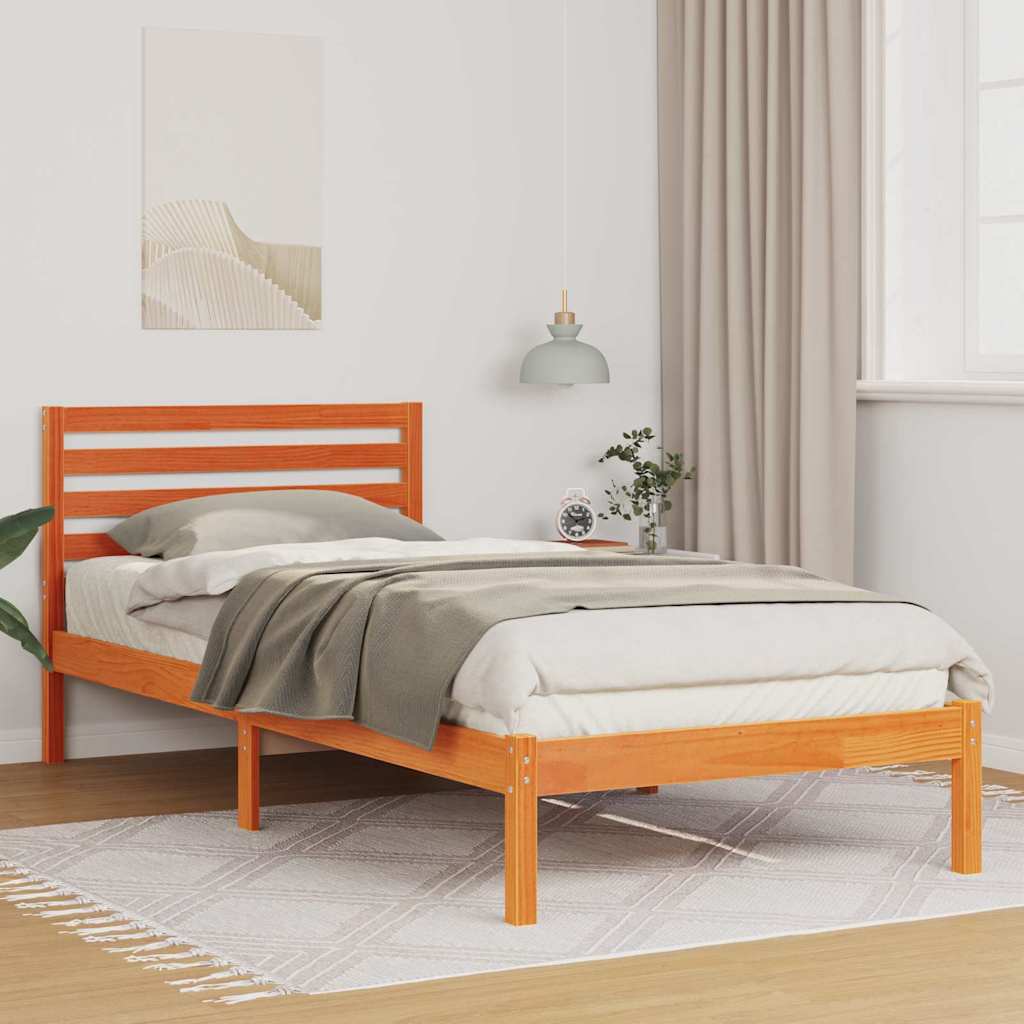JUNG Vida Bettrahmen Wachsbraun 80 x 220 cm Massives Kiefernholz