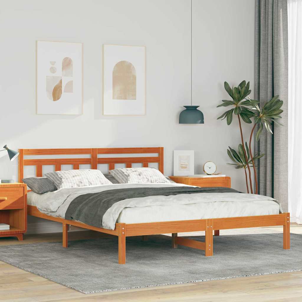JUNG Vida Bettrahmen Braun 160 x 200 cm Massives Kiefernholz