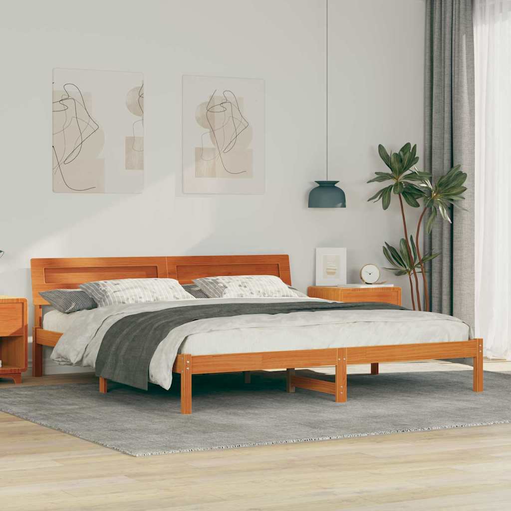 JUNG Vida Bettrahmen Wachsbraun 180 x 200 cm Massives Kiefernholz