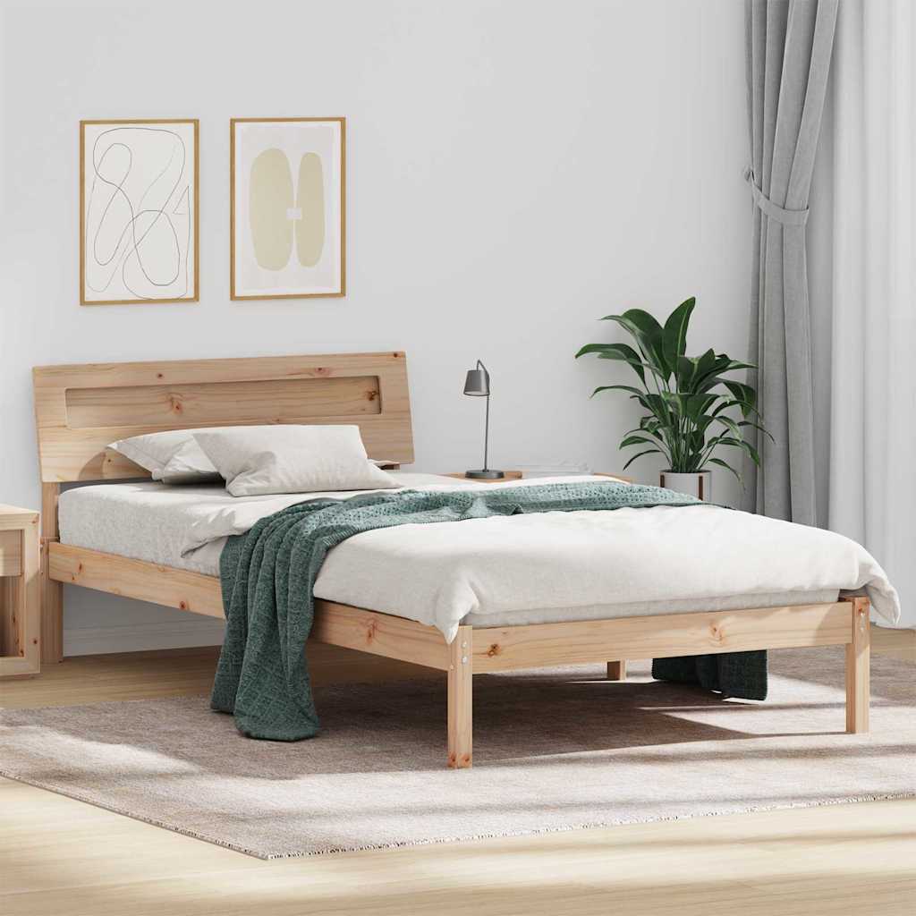 JUNG Vida Bettrahmen mit Kopfteil Braun 90 x 200 cm Massives Kiefernholz