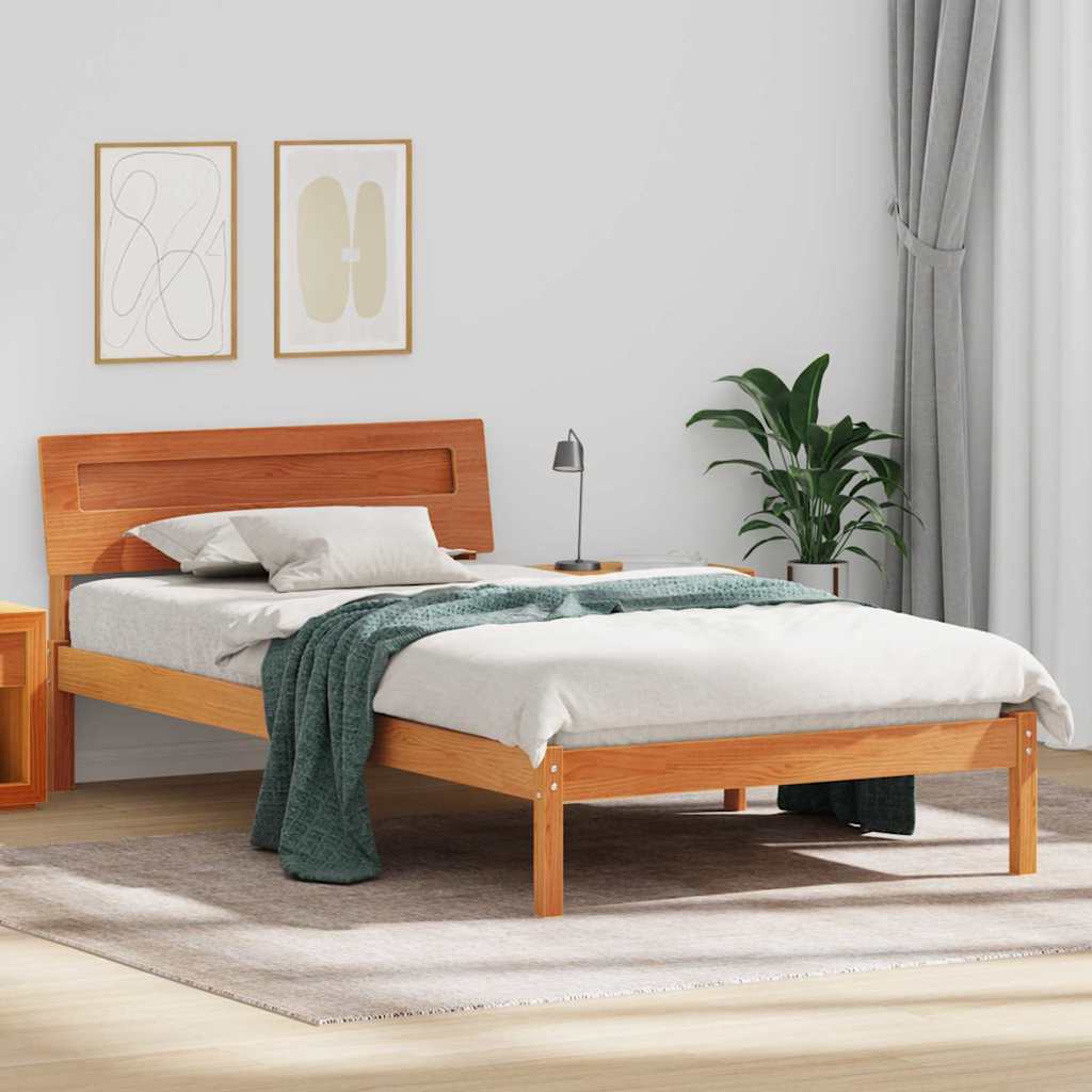 JUNG Vida Bettrahmen Wachsbraun 90 x 200 cm Massives Kiefernholz