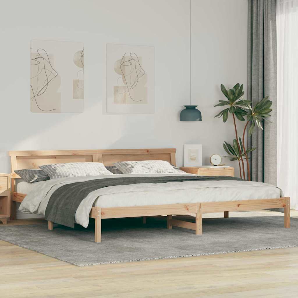 JUNG Vida Bettrahmen mit Kopfteil Braun 180 x 200 cm Massives Kiefernholz