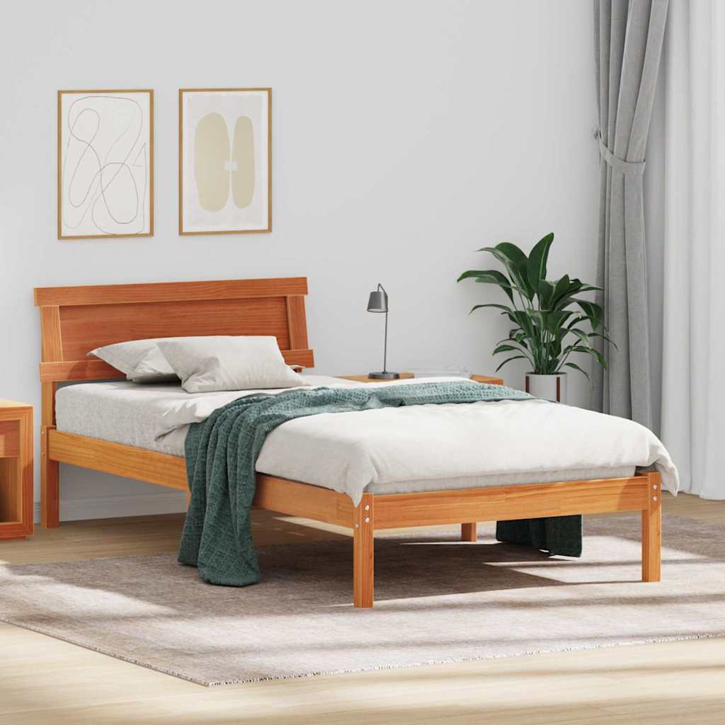 JUNG Vida Bettrahmen Wachsbraun 90 x 200 cm Massives Kiefernholz