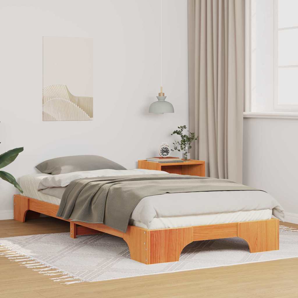 JUNG Vida Bettrahmen Braun 100 x 220 cm Massives Kiefernholz