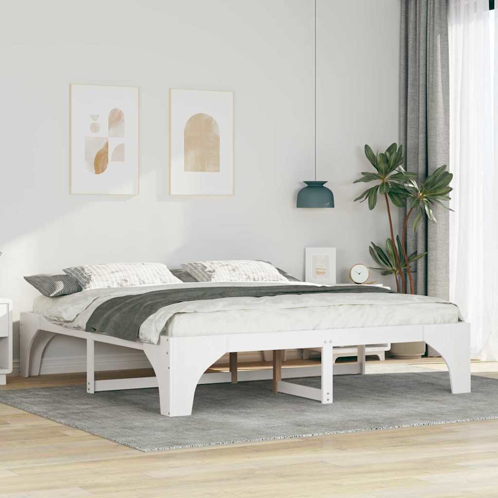 JUNG Vida Bettrahmen Weiß 200 x 200 cm Massives Kiefernholz