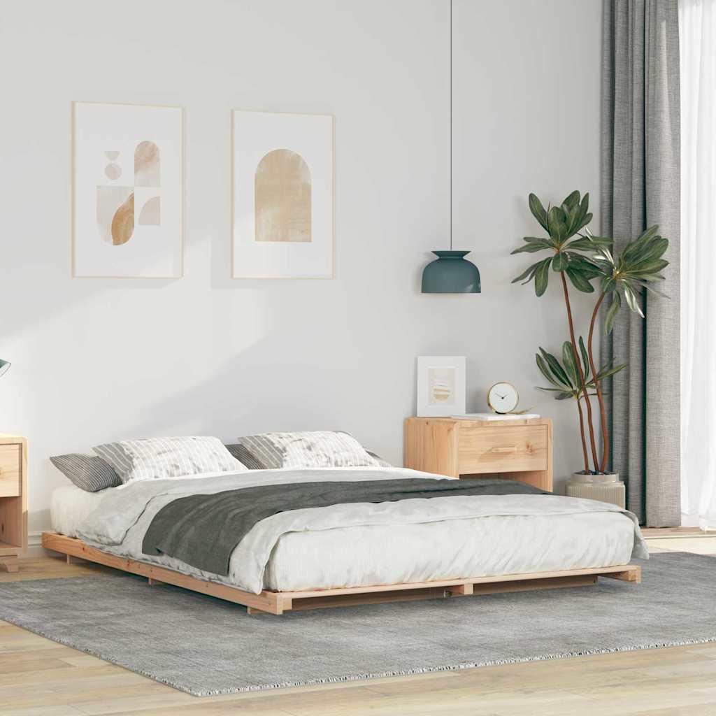 JUNG Vida Bodenbettgestell Braun 140 x 210 cm Massivholz Kiefer