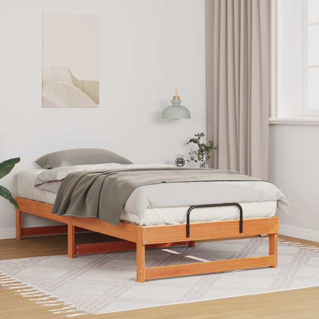 JUNG Vida Bettrahmen Braun 75 x 190 cm Massives Kiefernholz