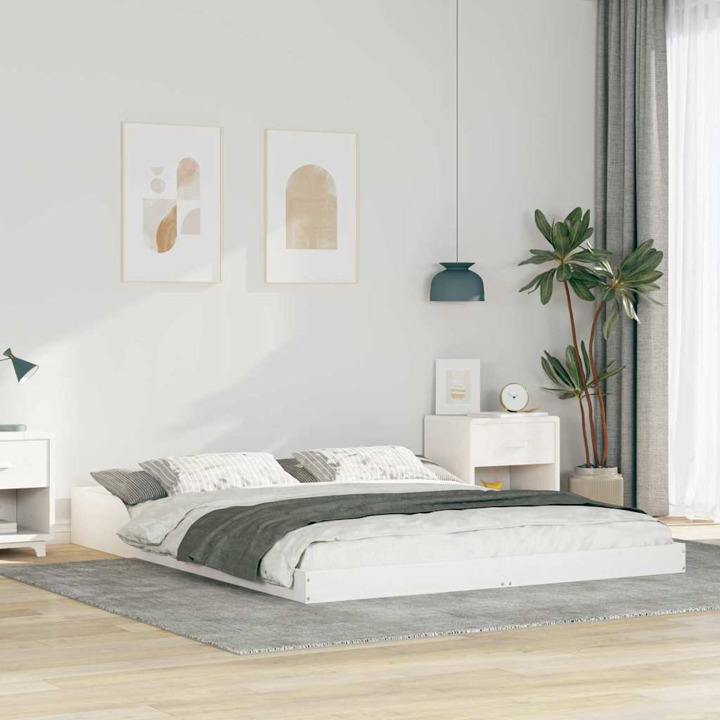 JUNG Vida Bettrahmen Weiß 160 x 200 cm Massives Kiefernholz