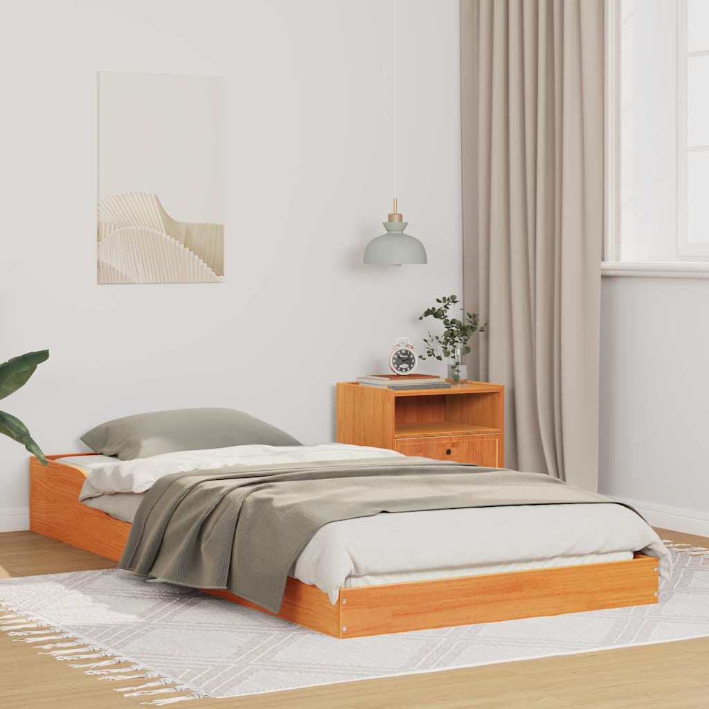 JUNG Vida Bettrahmen Wachsbraun 90 x 220 cm Massives Kiefernholz