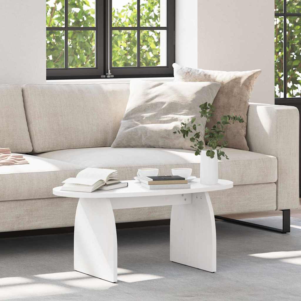 JUNG Vida Couchtisch Weiß 80 x 40 x 35 cm Massives Kiefernholz