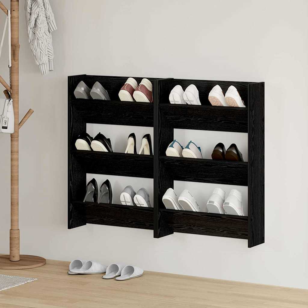 JUNG Vida Schuhschrank 2 pcs Schwarz Eichen-Optik 60 x 18 x 90 cm