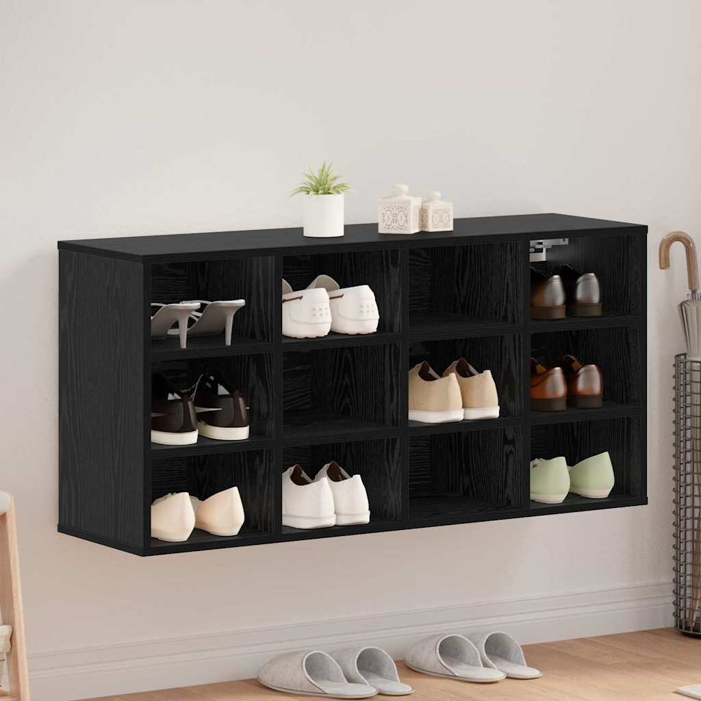 JUNG Vida Schuhschrank mit Regal Schwarz Eichen-Optik 103 x 30 x 51 cm