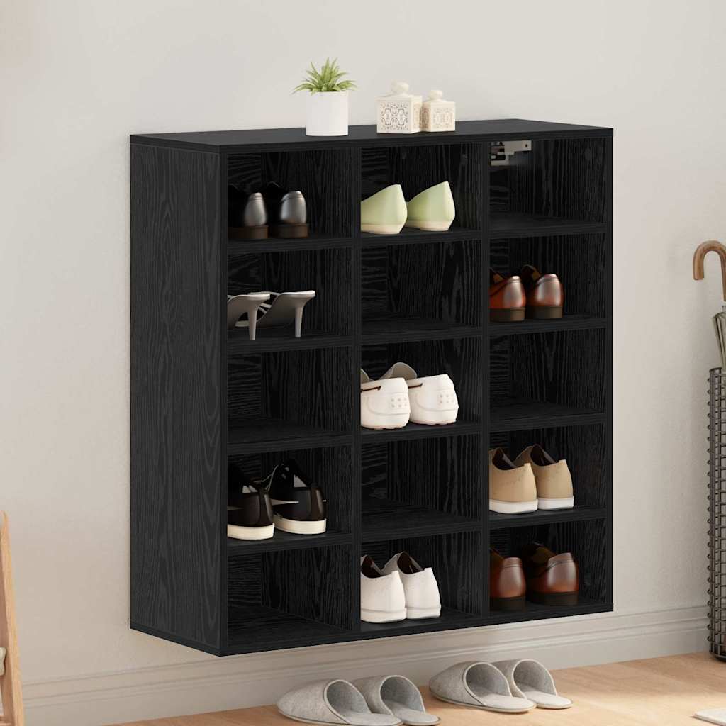 JUNG Vida Schuhschrank mit Regal Schwarz Eichen-Optik 77,5 x 30 x 83,5 cm