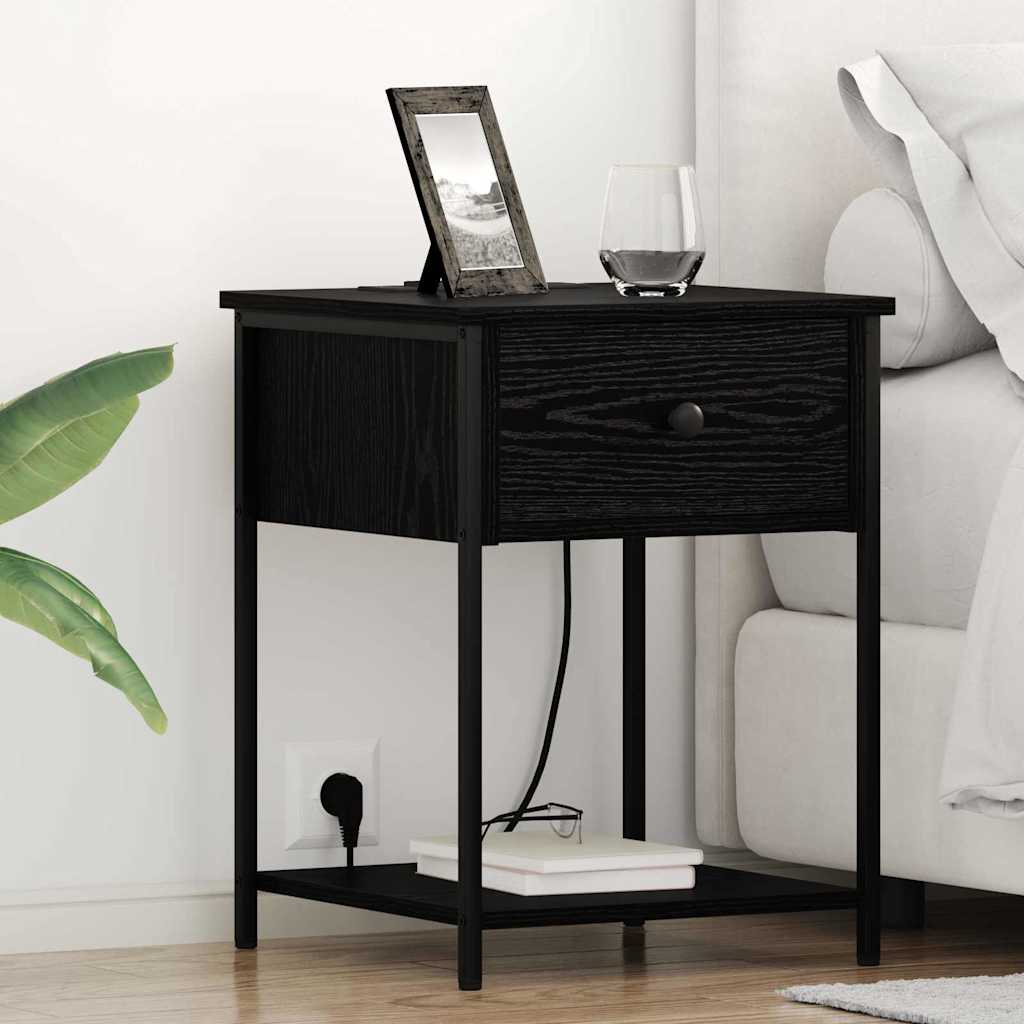JUNG Vida Nachttisch 2 pcs Schwarz Eichen-Optik 42 x 41 x 56 cm