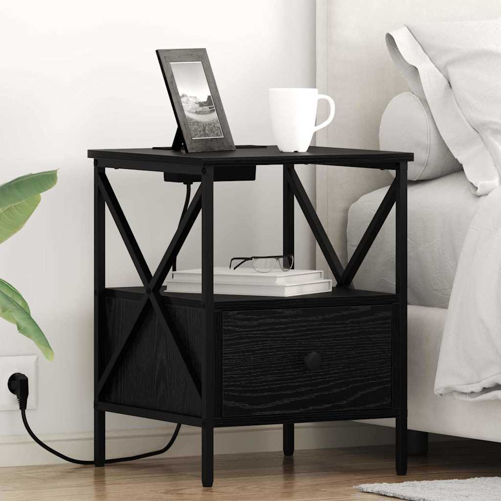 JUNG Vida Nachttisch 2 pcs Schwarz Eichen-Optik 41,5 x 40,5 x 55 cm