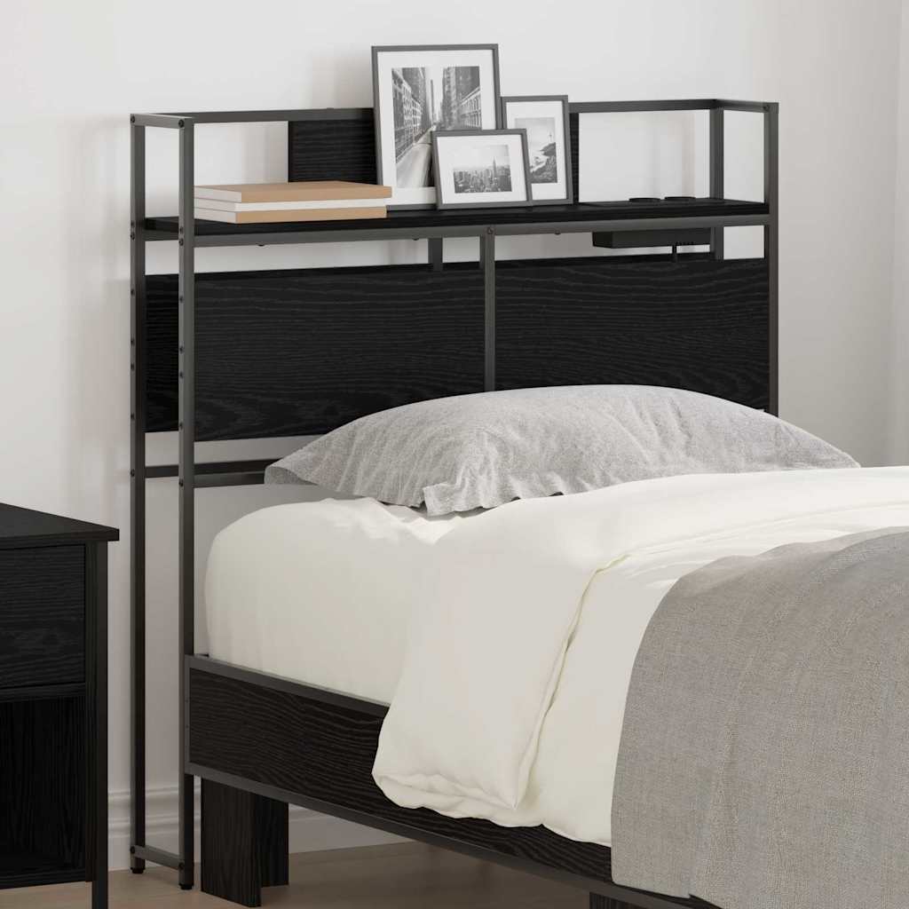 JUNG Vida Stauraum-Kopfteil Schwarz Eichen-Optik 90 cm Holzwerkstoff