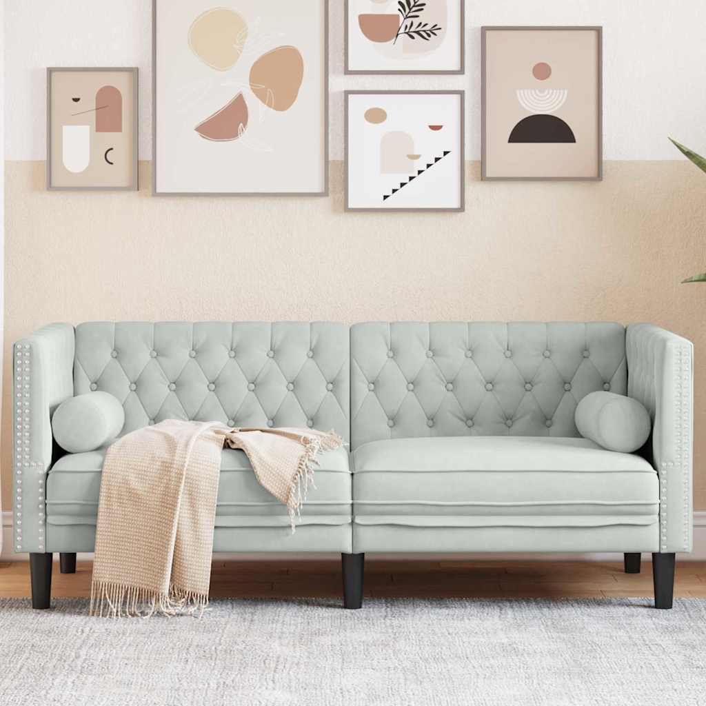 JUNG Vida Sofa Hellgrau 174 x 74,5 x 70,5 cm Samt
