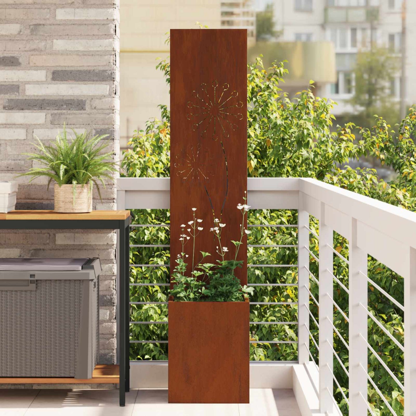 JUNG Vida Garten Sichtschutz-Leinwand Rostig 32 x 32 x 150 cm