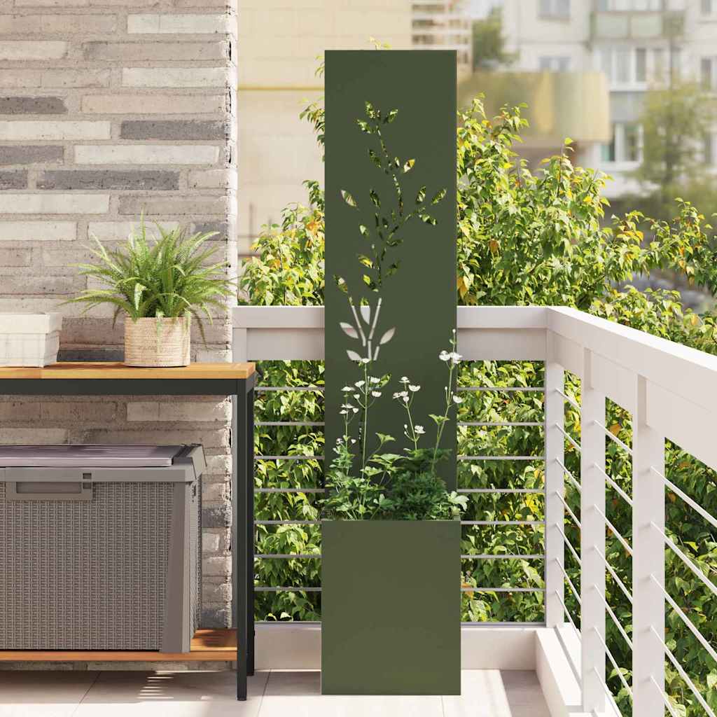 JUNG Vida Garten Sichtschutz-Leinwand Floral Olivgrün 32 x 32 x 150 cm